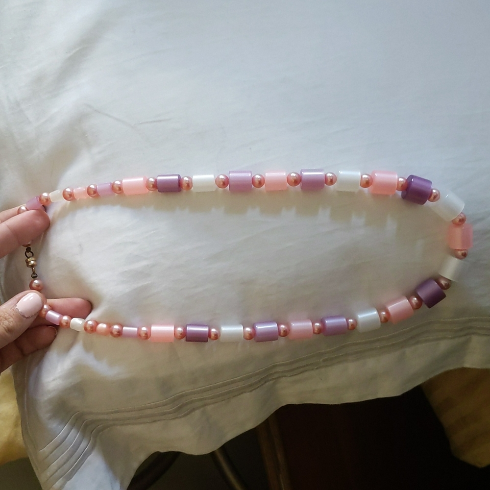 Vintage pink, purple and white necklace